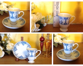 Vintage Avon 1984 Vintage Cup and Saucer, Blue and White