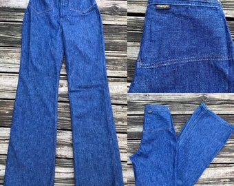 WRANGLER Vintage 70s High Waist Flare Bell Bottom Denim Jeans Women's 7/8 25x35