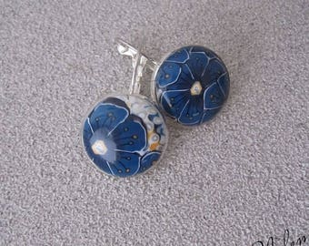 Earrings with a cabochon made of polymer clay