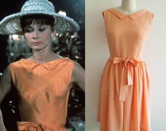 Audrey Hepburn Dress/ 60s/ Orange Dress/ 1960's/ Custom made dress/ Casual Dress/ Hollywood/ Paris as it sizzles/ Movie dress