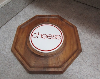 Vintage Cheese Serving Tray / Cheese Board / Octagon Shaped Tray