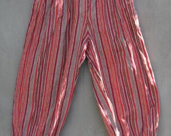 vintage amazing striped indian cotton woven gypsy harem balloon pants xs small