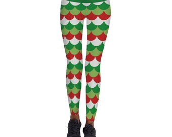 Christmas fish scale mermaid leggings