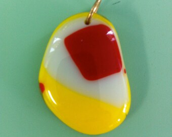 Brightly Colored Fused Glass Pendant