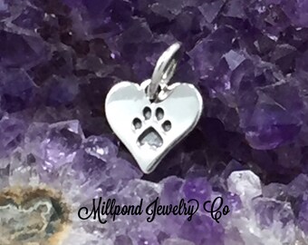 Paw Print Charm, Paw Print Pendant, Paw Charm, Animal Lover Charm, Dog Lover, Sterling Silver Charm, TINY, PS01435