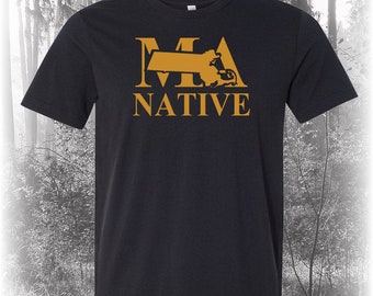 Black Massachusetts Native Shirt, Native Massachusetts Shirt, Massachusetts Shirt, MA Shirt, Massachusetts State Shirt