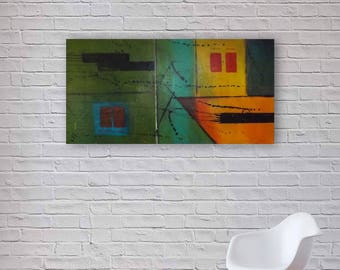 Original Abstract Painting | Modern Acrylic Art | Canvas Wall Art | 100x50