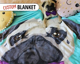 Custom Pet Portrait Blanket | Dog Portrait Gift | Pet Portrait Gift | Custom Pet Art Illustration | Custom Blanket | Personalized Blanket