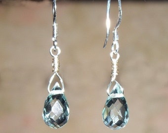 Blue Topaz Briolette Earrings in Sterling Silver