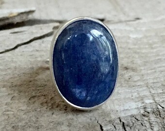 Oval Luminescent Blue Kyanite Sterling Silver Ring | Elegant Ring | Blue Gemstone Ring | Kyanite Ring