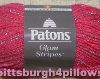 New Listing - Patons - Glam Stripes - 09714 - Coral - 2.1 Ozs- Polyester & Acrylic