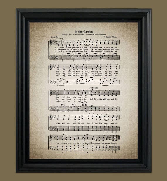 In The Garden Hymn Print Sheet Music Art Hymn Art Hymnal