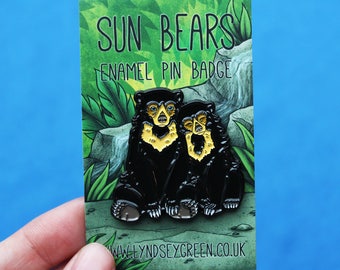 Sun Bears Illustration Soft Enamel Pin Badge