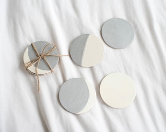 Wooden Moon Phase Coasters - Hand Painted