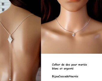 Necklace chain bridal - bridal back necklace - Luna - jewel neckline Halter - zirconium - bridal lace jewelry - bridal back necklace