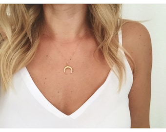 Crescent Moon Necklace / Tusk Necklace / Half Moon Necklace
