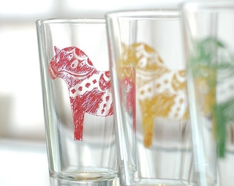 Dala horse glasses - Swedish design
