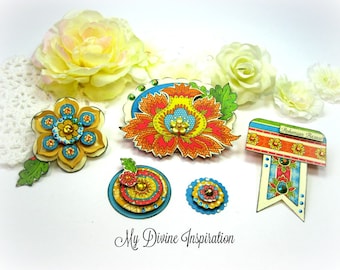 Graphic 45 Bohemian Bazaar Handmade Paper Embellishments and Paper Flowers for Scrapbook Layouts Cards Mini Albums Tags and Paper Crafts