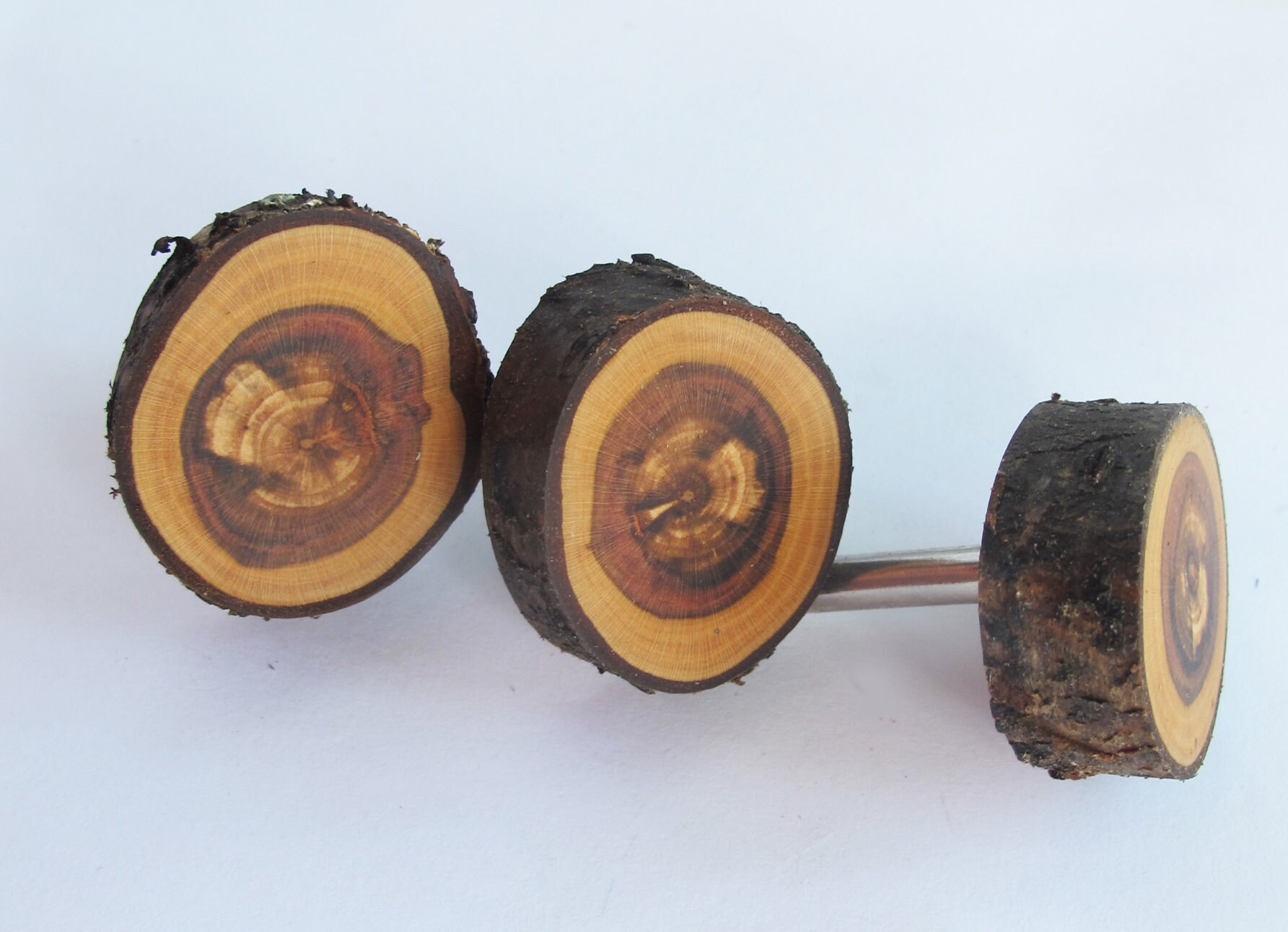Rustic Drawer Knobs Set of 2 Plum Wood Knobs Wood