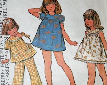 Vintage, 1970s, Sewing Pattern, McCall's 3646, Childs', Dress or Top and Pants, Size 6, Breast 25", 1970s Pattern, OLD2NEWMEMORIES
