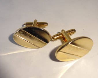 Vintage Cuff Links Gold Oval Cufflinks
