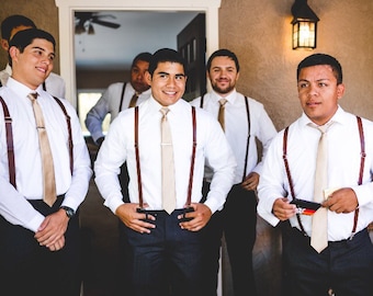 Mens Suspenders Leather Suspenders Brown Braces Boys suspenders baby toddler Adult Rustic wedding Groomsmen Gift Outfit Ring bearer gift him