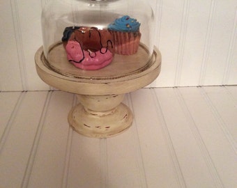 Cloche/ painted display cloche/ dessert stand/ candle holder/ display stand/ vintagebrowns/ cheese cloche