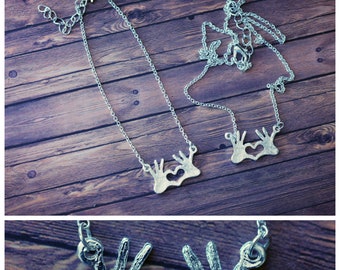Heart with Hands Necklace & Bracelet Set