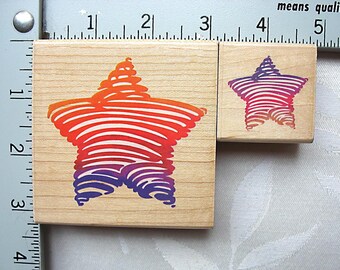 Stampendous Bold Star Stripe DESTASH Rubber Stamp, Used Rubberstamp, set of two LG and SM