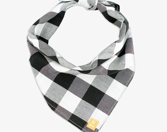 Black and White Check Dog Bandana // dog bandana // pet bandana // dog scarf // pet accessories // plaid dog bandana // dog bandana plaid