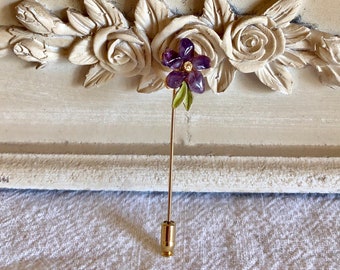 Vintage Purple Flower Stick Pin