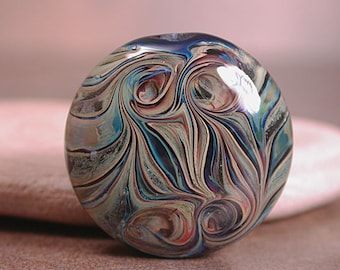 Artisan Glass Lampwork Focal Bead, Silver Glass Focal Bead, Divine Spark Designs, SRA