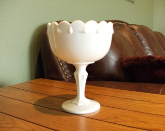 vintage MIlk Glass compote