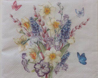 Decoupage Paper Napkins, Floral Napkins, Lunch Napkin, Daffodils, Collage, Craft, Scrapbooking, Paper Craft, Serviette, Decoupage Tissue
