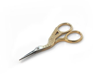 Stork Scissors | Vintage Style Gold Silver Dark Bronze Crane Craft Scissors