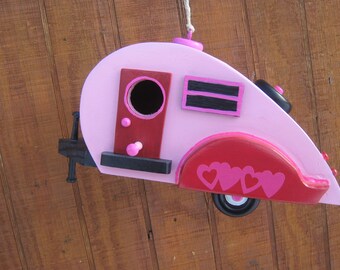 ValentineTeardrop Camper Birdhouse Travel Trailer Bird House Tear Drop