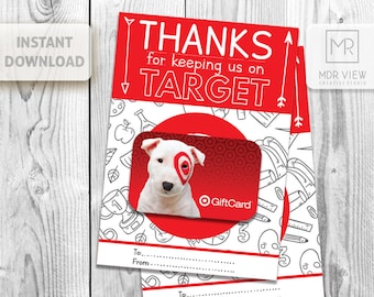 PRINTABLE Thanks for Keeping Us on Target, Gift Card Holder, Teacher Appreciation Gift, Target Gift, Teacher Appreciation, INSTANT DOWNLOAD