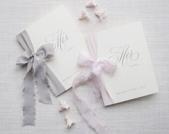 Wedding Vow Books, Vow Booklet, Linen Vow Book, Personalized, Silk Ribbon, Our Vows, Bridal Shower Gift, Engaged, Wedding Gift-Customizable