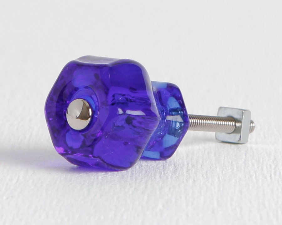 Cobalt Blue Glass Knobs or Drawer Knobs Dresser