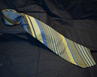 Vintage Ernst Union Made Green and Blue Striped Tie