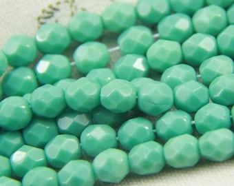 25 pcs strand of Czech glass polished beads-6mm-9017-Turquoise blue