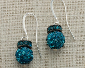 Teal Turquoise Silver Earring French Hooks Handcrafted 6H