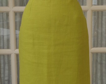 Rodier Green Linen Pencil Skirt Size Fr42 UK12/14 US10 Vintage