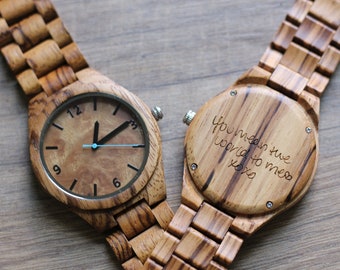 Mens Wooden Watch, Wood Watch, Groomsmen Watches for Husband, Engraved Mens Watch, Gifts for Groom, 5th Anniversary, Wedding Party Gifts