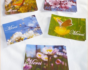 Set of 10 small thank you cards 6 5x9.5cm "Spring"