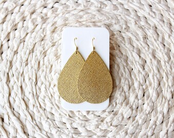 Gold Leather Drop Earrings, gold jewelry, gold earrings, gold leather earrings, the leather drop, leather earrings