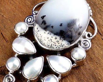DENDRITIC Opal PENDANT natural stone, dendritic Opal pendant, dendrite Opal jewelry, KB7.1