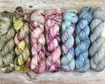 Find Your Fade Seven Color Set | Find Your Fade | Full Skeins | Hand Dyed Yarn | Fingering Weight | Multiple Bases | Wool Cashmere Nylon