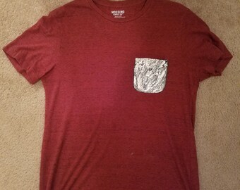 Red Hand-Painted Pocket T-shirt