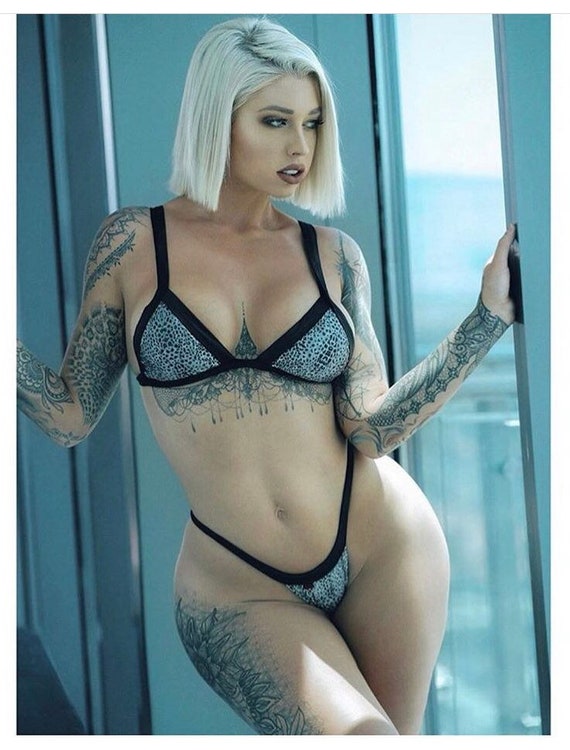 15%OFFSALE *** MissManeater CARNAL thick band fixed tri top + thuck band fixed THONGpant! SUPERmicro bikini!